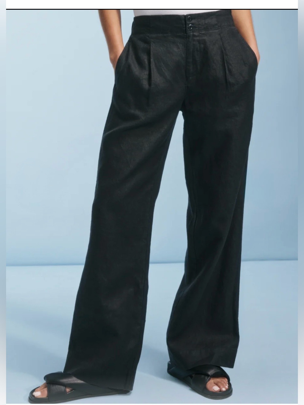 AYR The Supremo Black Wide-Leg Irish Linen Pants